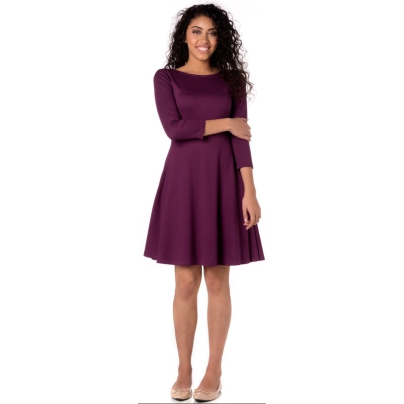 CAPITOLLIUM EXCLUSIVE - VESTIDO MALHA EVASÊ MANGA 3/4 - UVA