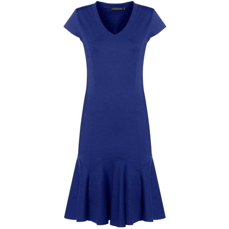 CAPITOLLIUM EXCLUSIVE - VESTIDO MALHA LISO BABADO BARRA - MARINHO