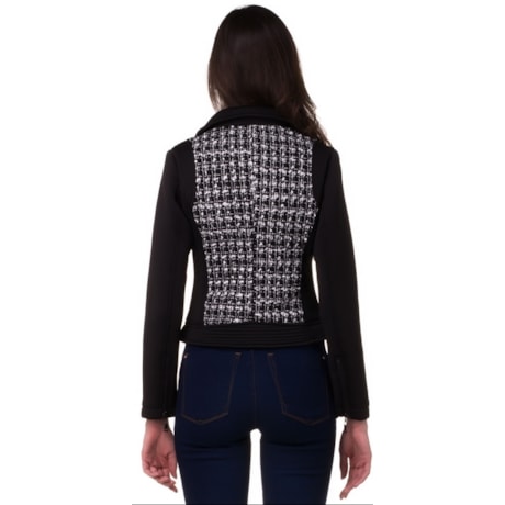 CAPITOLLIUM -  JAQUETA MONTARIA TWEED E NEOPRENE - PRETO