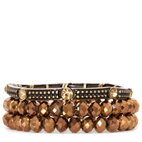 CAPITOLLIUM - JOGO 3/PULSEIRAS CRISTAL C/METAL - BRONZE