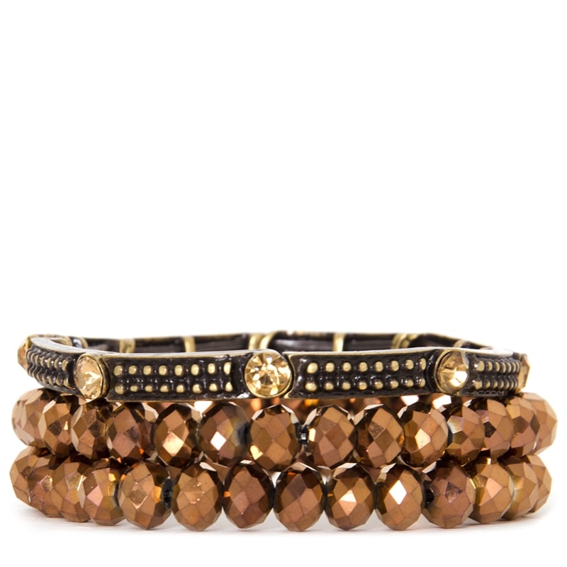 CAPITOLLIUM - JOGO 3/PULSEIRAS CRISTAL C/METAL - BRONZE
