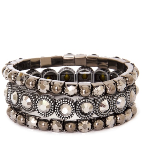 CAPITOLLIUM - JOGO 3/PULSEIRAS CRISTAL METAL - PRATA