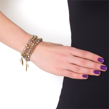 CAPITOLLIUM - JOGO 4/PULSEIRAS CRISTAL OLHO TURCO - DOURADO