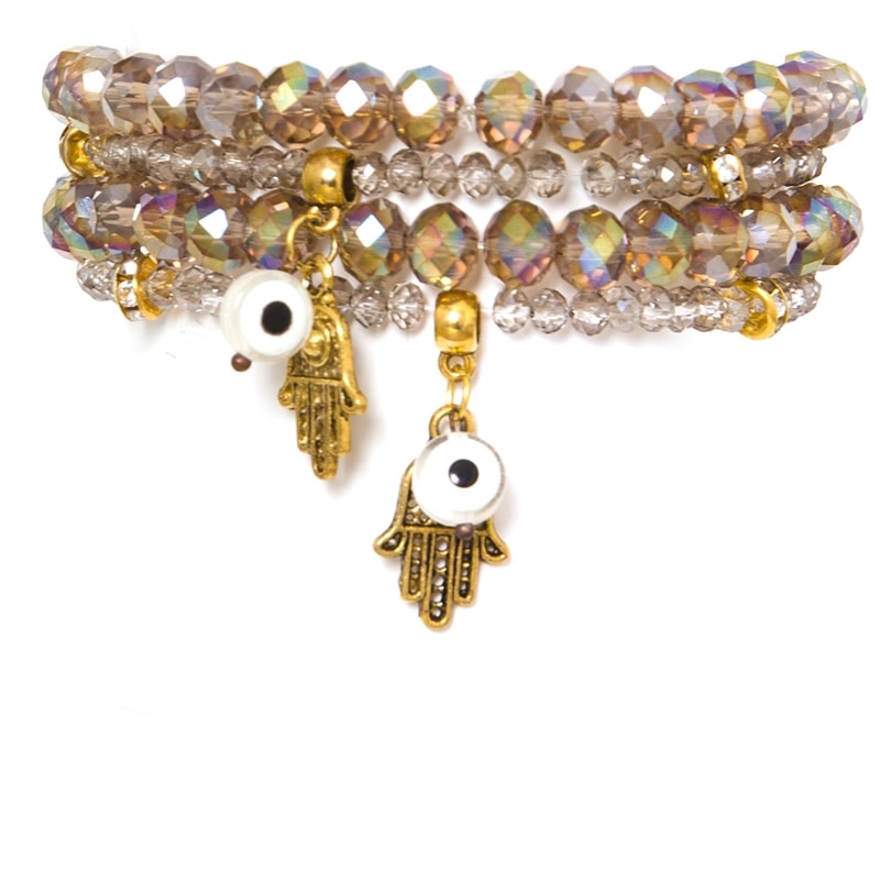 CAPITOLLIUM - JOGO 4/PULSEIRAS CRISTAL OLHO TURCO - DOURADO