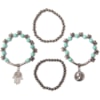 CAPITOLLIUM - JOGO 4/PULSEIRAS METAL/CONTAS BERLOQUES - PRATA VELHA
