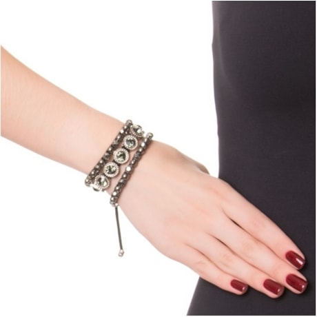 CAPITOLLIUM - KIT 3/PULSEIRA STRASS E PEDRAS COM CORDÃO - GRAFITE
