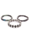 CAPITOLLIUM - KIT 3/PULSEIRAS PEDRAS FACETADAS E PLACAS - PRATA VELHA