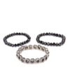 CAPITOLLIUM- KIT 3/PULSEIRAS STRASS E PEDRAS FACETADAS - PRETO