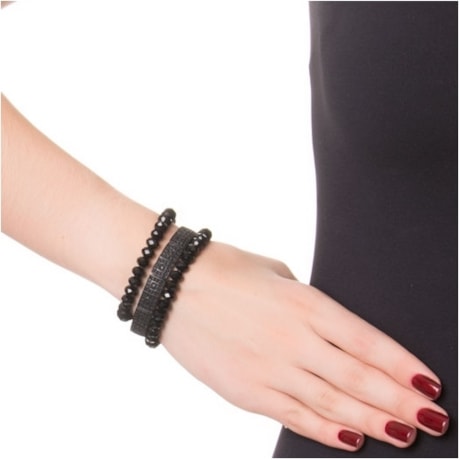 CAPITOLLIUM- KIT 3/PULSEIRAS TEXTURA E PEDRA FACETADA - PRETO