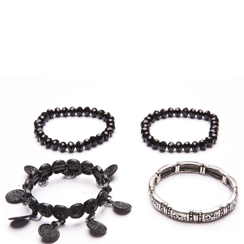 CAPITOLLIUM - KIT 4/PULSEIRAS PINGENTES MEDALHAS - PRETO