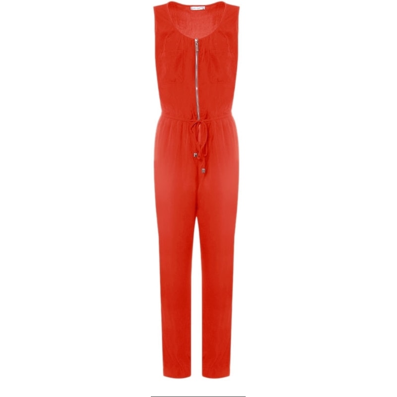 CAPITOLLIUM - MACACÃO VISCOSE COM ZIPER E BOLSOS - CORAL
