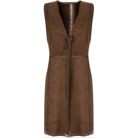 CAPITOLLIUM - MAXI COLETE SUEDE COM CROCHÊ - MARROM