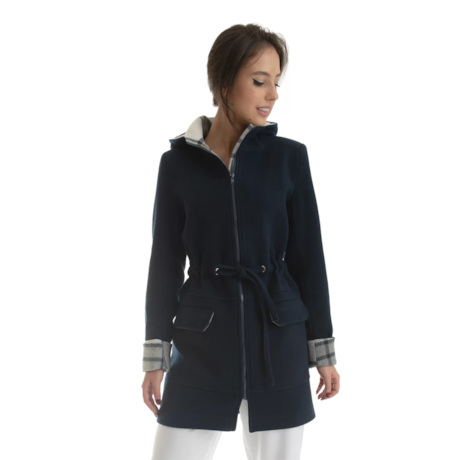 CAPITOLLIUM - PARKA DE LÃ LONGA MARSELHA COM CAPUZ MARINHO CAPITOLLIUM - PARKA DE LÃ LONGA MARSELHA COM CAPUZ MARINHO