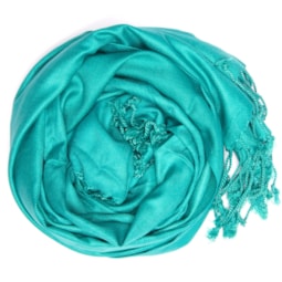 CAPITOLLIUM - PASHMINA LISA COM FRANJAS - TURQUESA