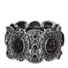 CAPITOLLIUM - PULSEIRA BARROCO PLACAS METAL C/ CRISTAIS - PRATA VELHA