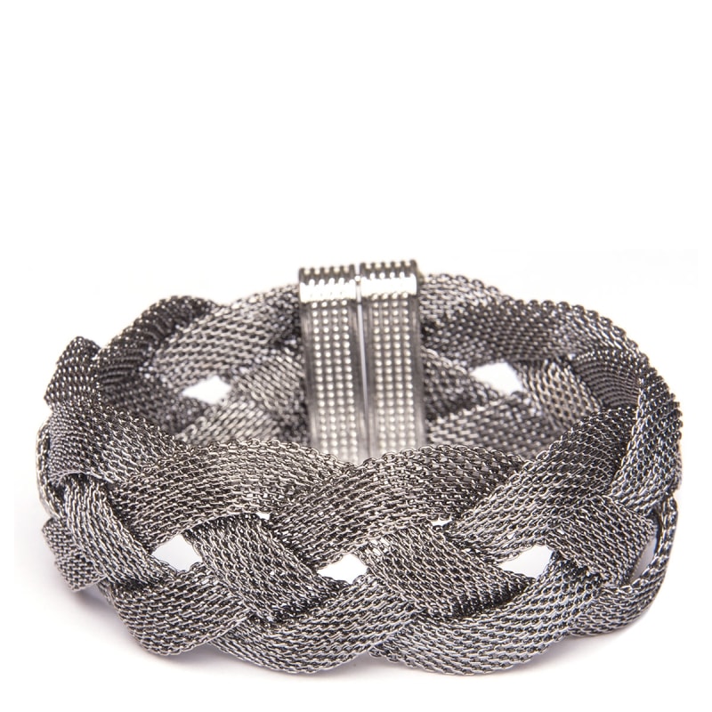 CAPITOLLIUM - PULSEIRA ESTREITA TELA METAL TRANÇADO - PRATA VELHA