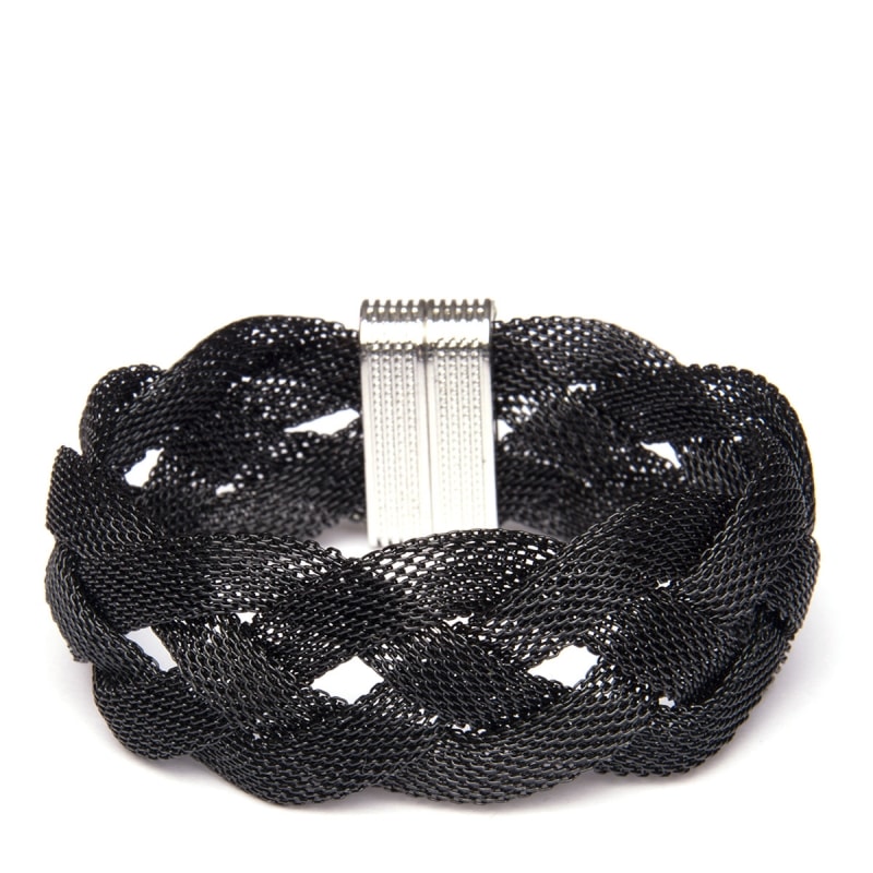 CAPITOLLIUM - PULSEIRA ESTREITA TELA METAL TRANÇADO - PRETO