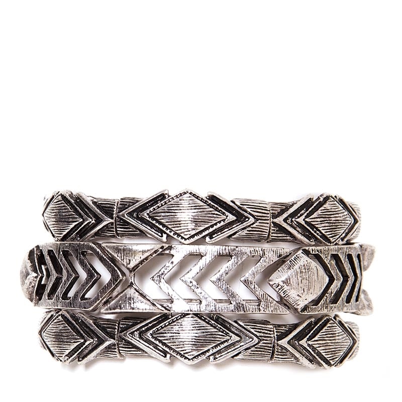 CAPITOLLIUM - PULSEIRA ETNICO 3 PEÇAS METAL - PRATA