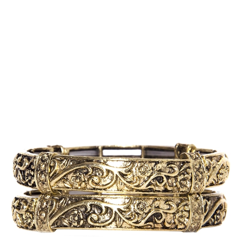 CAPITOLLIUM - PULSEIRA GIPSY 2 PÇS PLACA METAL - DOURADO