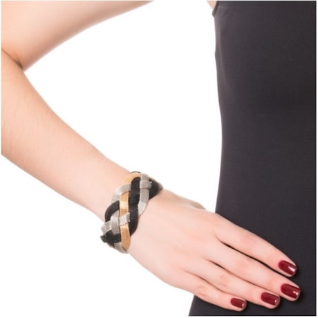 CAPITOLLIUM - PULSEIRA LARGA TELA METAL TRANÇADO - DOURADO