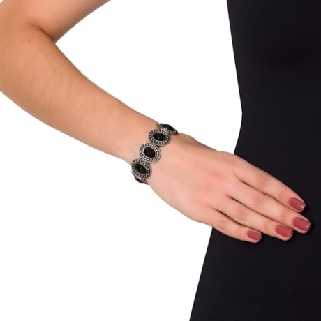 CAPITOLLIUM - PULSEIRA METAL OVAL C/ RESINA - PRATA VELHA