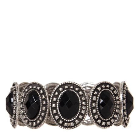 CAPITOLLIUM - PULSEIRA METAL OVAL C/ RESINA - PRATA VELHA