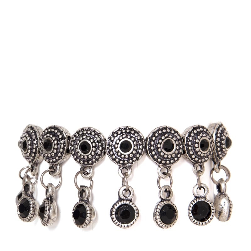 CAPITOLLIUM - PULSEIRA METAL REDONDO PINGENTES CRISTAL - PRATA VELHA