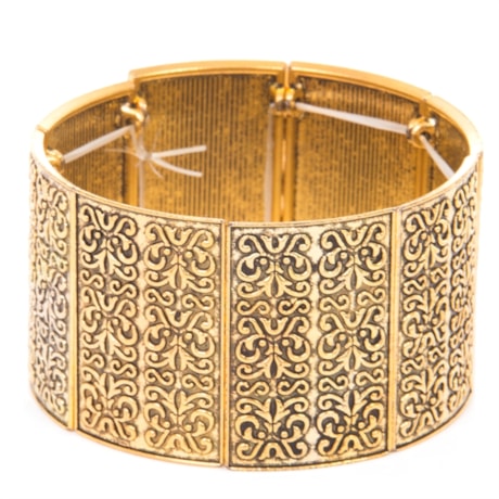 CAPITOLLIUM - PULSEIRA OITO PLACAS METAL TEXTURA GRAVATARIA - DOURADO