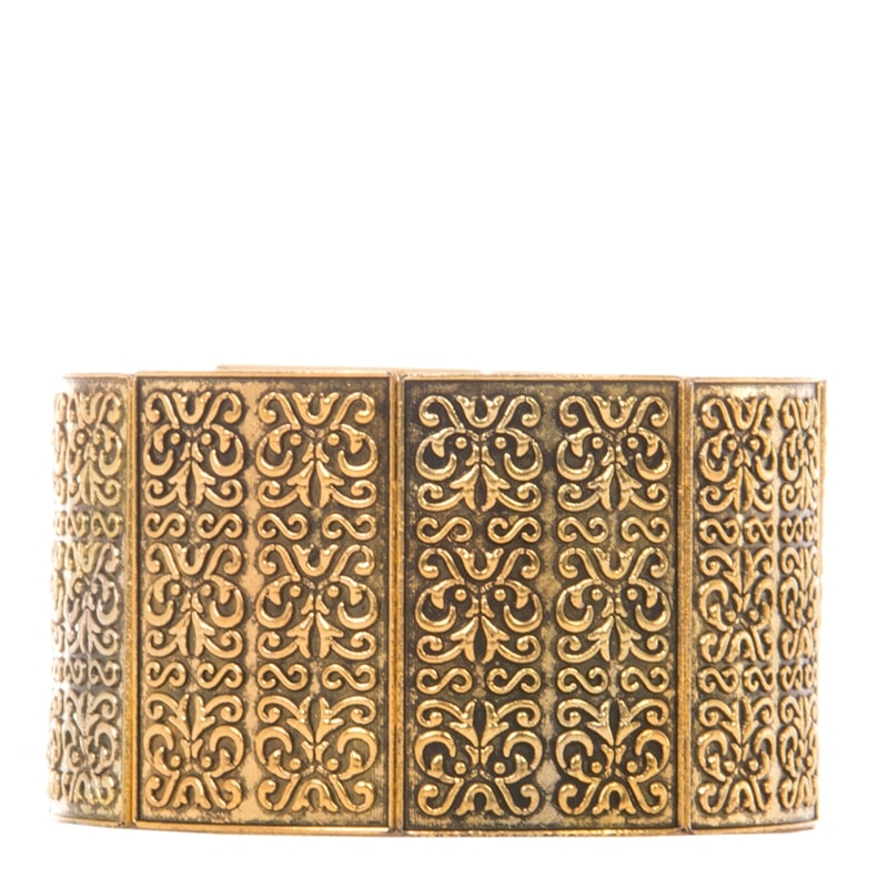 CAPITOLLIUM - PULSEIRA OITO PLACAS METAL TEXTURA GRAVATARIA - DOURADO