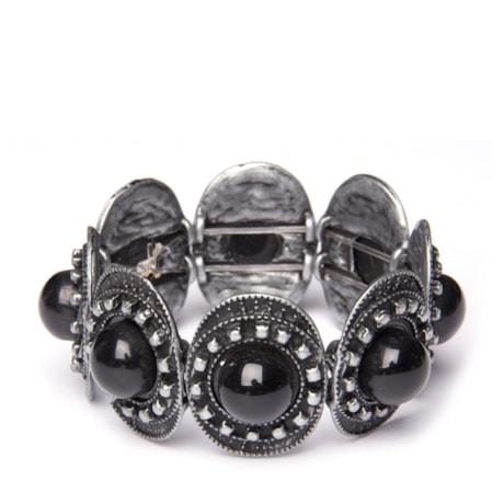 CAPITOLLIUM - PULSEIRA OITO PLACAS OVAIS COM PEDRA REDONDA - PRETO