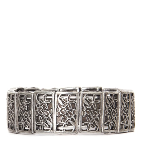 CAPITOLLIUM - PULSEIRA PLACAS METAL FLORES - PRATA VELHA