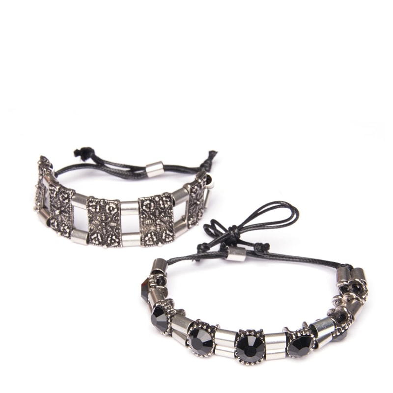 CAPITOLLIUM - PULSEIRAS PLACAS METAL E PEDRAS COM CANUTILHOS - PRATA
