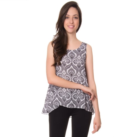 CAPITOLLIUM - REGATA CHIFFON ARABESCO BOTÕES COSTAS - P&B