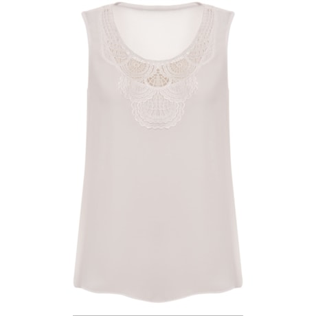 CAPITOLLIUM - REGATA CREPE COM RENDA DECOTE - OFF WHITE