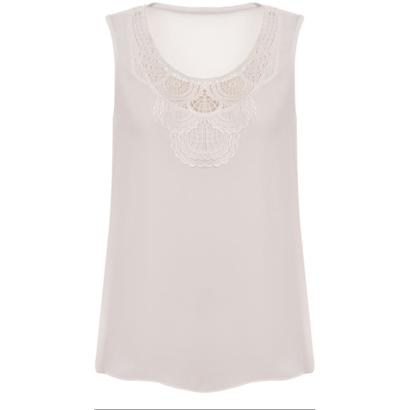 CAPITOLLIUM - REGATA CREPE COM RENDA DECOTE - OFF WHITE