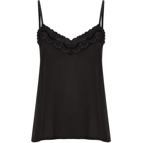 CAPITOLLIUM - REGATA UNDERWEAR CHIFFON COM RENDA - PRETO
