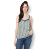 CAPITOLLIUM - REGATA VISCOSE ESTAMPADA RENDA DECOTE - AZUL