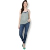 CAPITOLLIUM - REGATA VISCOSE ESTAMPADA RENDA DECOTE - AZUL