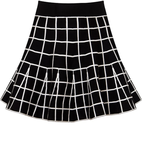 CAPITOLLIUM - SAIA CURTA RAYON ESTAMPA XADREZ - PRETO