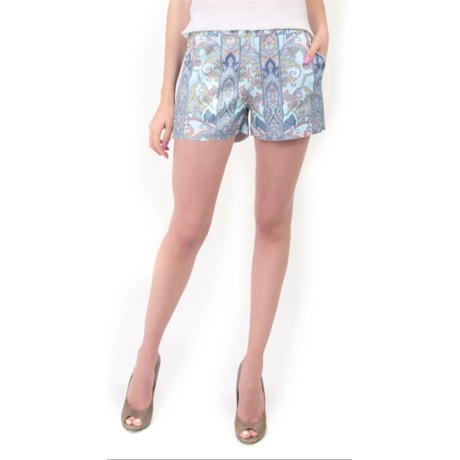CAPITOLLIUM - SHORTS PRENE COM RECORTES ESTAMPA CASHMERE - VERDE