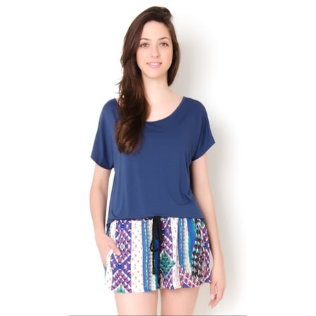 CAPITOLLIUM - T-SHIRT AMPLA DECOTE REDONDO - MARINHO