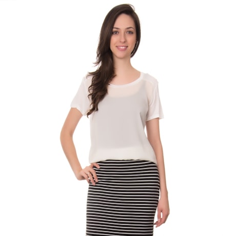 CAPITOLLIUM T-SHIRT CETIM COM MALHA - OFF WHITE