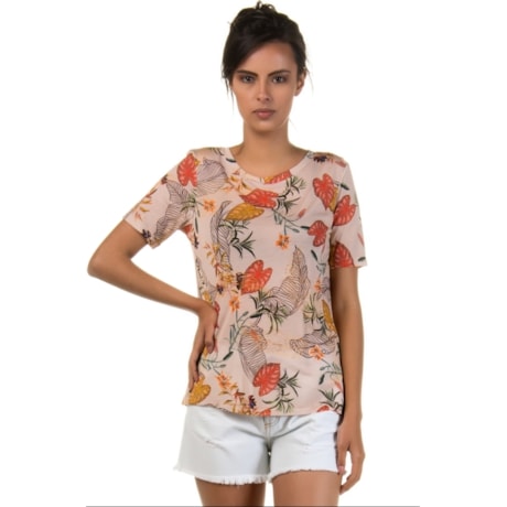 CAPITOLLIUM - T-SHIRT ESTAMPA BOTÂNICA - NUDE