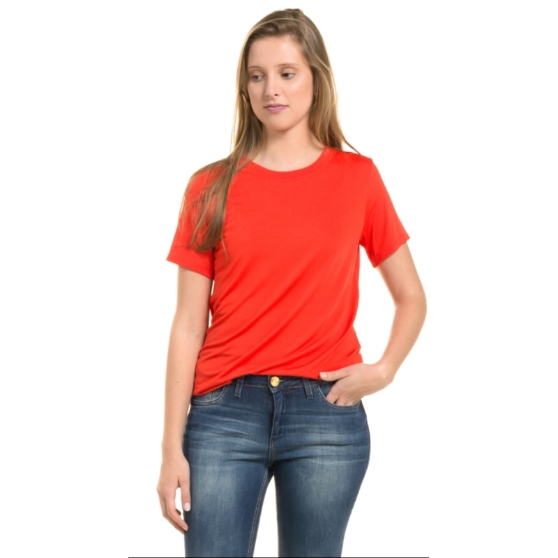 CAPITOLLIUM - T-SHIRT MALHA BARRA ARREDONDADA - LARANJA
