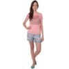 CAPITOLLIUM - T-SHIRT VISCO LYCRA HOT FIX FLORES - ROSÊ