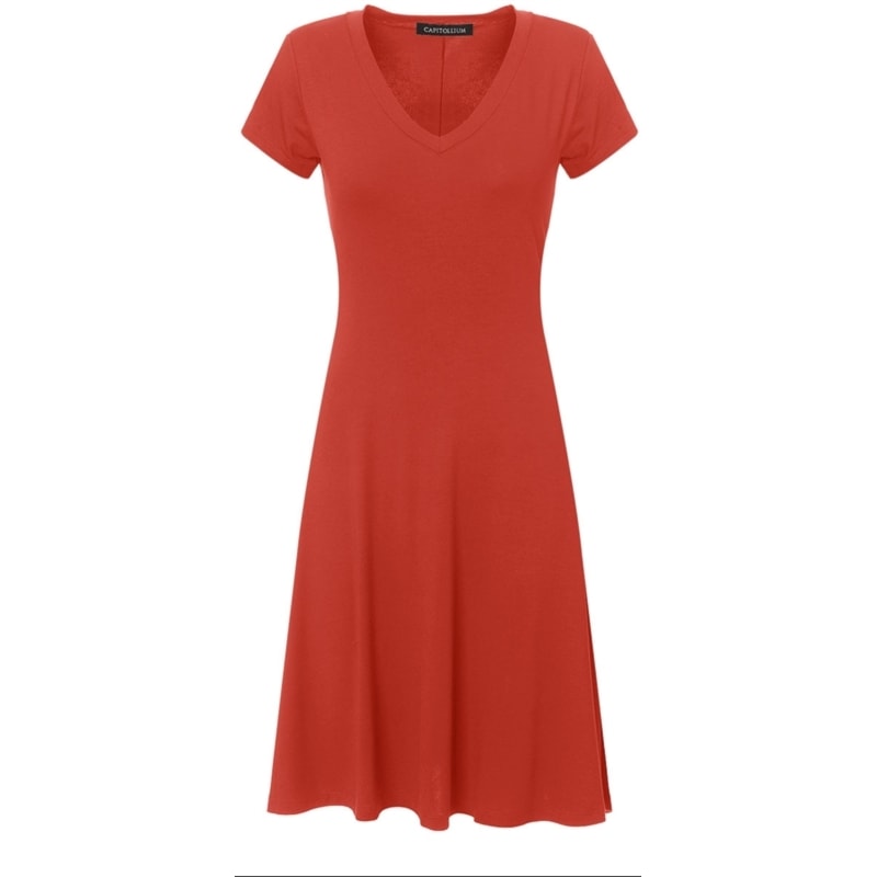 CAPITOLLIUM - VESTIDO BASICO EVASE DECOTE V - LARANJA CAPITOLLIUM - VESTIDO BASICO EVASE DECOTE V - LARANJA