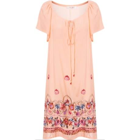 CAPITOLLIUM - VESTIDO BATA BORDADO BARRA - SALMÃO