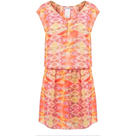 CAPITOLLIUM - VESTIDO BLUSADO CREPE ARMANI ESTAMPADA - LARANJA