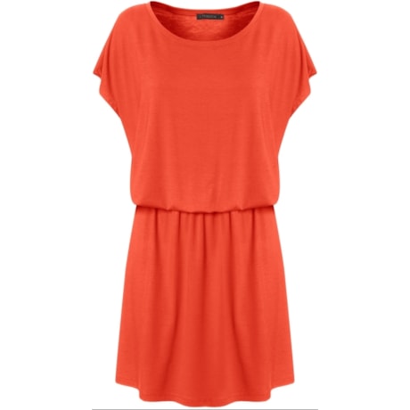 CAPITOLLIUM - VESTIDO BLUSADO LISO DECOTE REDONDO - CORAL CAPITOLLIUM - VESTIDO BLUSADO LISO DECOTE REDONDO - CORAL