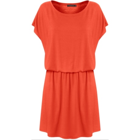 CAPITOLLIUM - VESTIDO BLUSADO LISO DECOTE REDONDO - CORAL